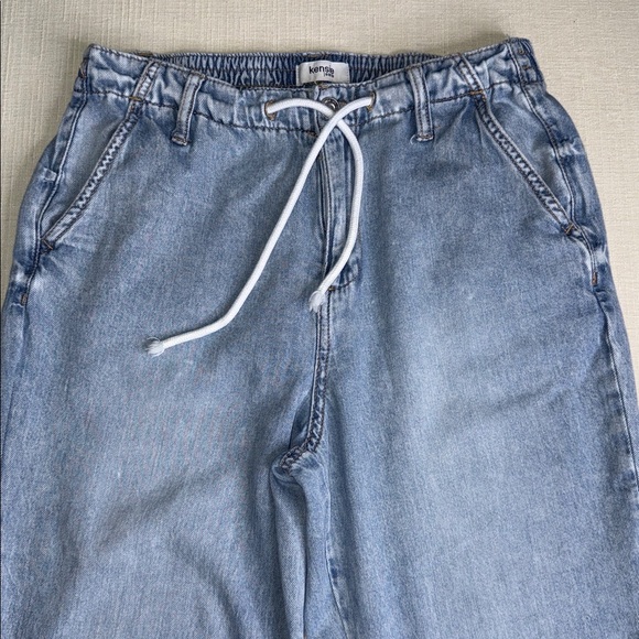 Kensie Light Blue Denim Joggers - Picture 3 of 13
